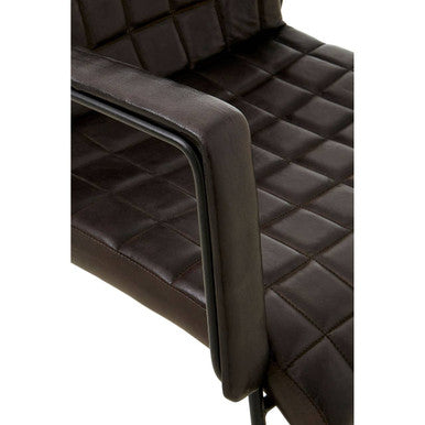 Orsina Buffalo Black Woven Leather Accent Chair | Modern Iron Frame