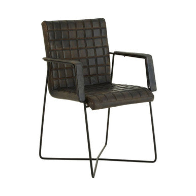 Orsina Buffalo Iron & Grey Woven Leather Accent Chair for Living Room