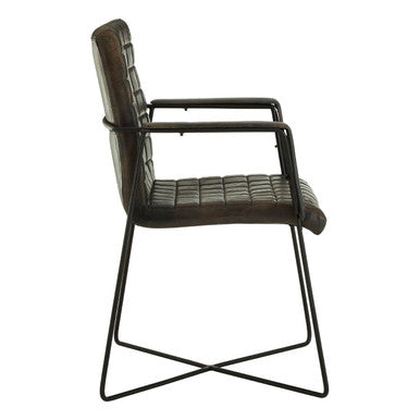 Orsina Buffalo Iron & Grey Woven Leather Accent Chair for Living Room