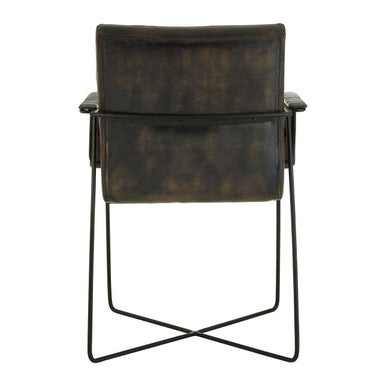 Orsina Buffalo Iron & Grey Woven Leather Accent Chair for Living Room
