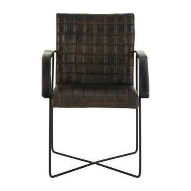 Orsina Buffalo Iron & Grey Woven Leather Accent Chair for Living Room