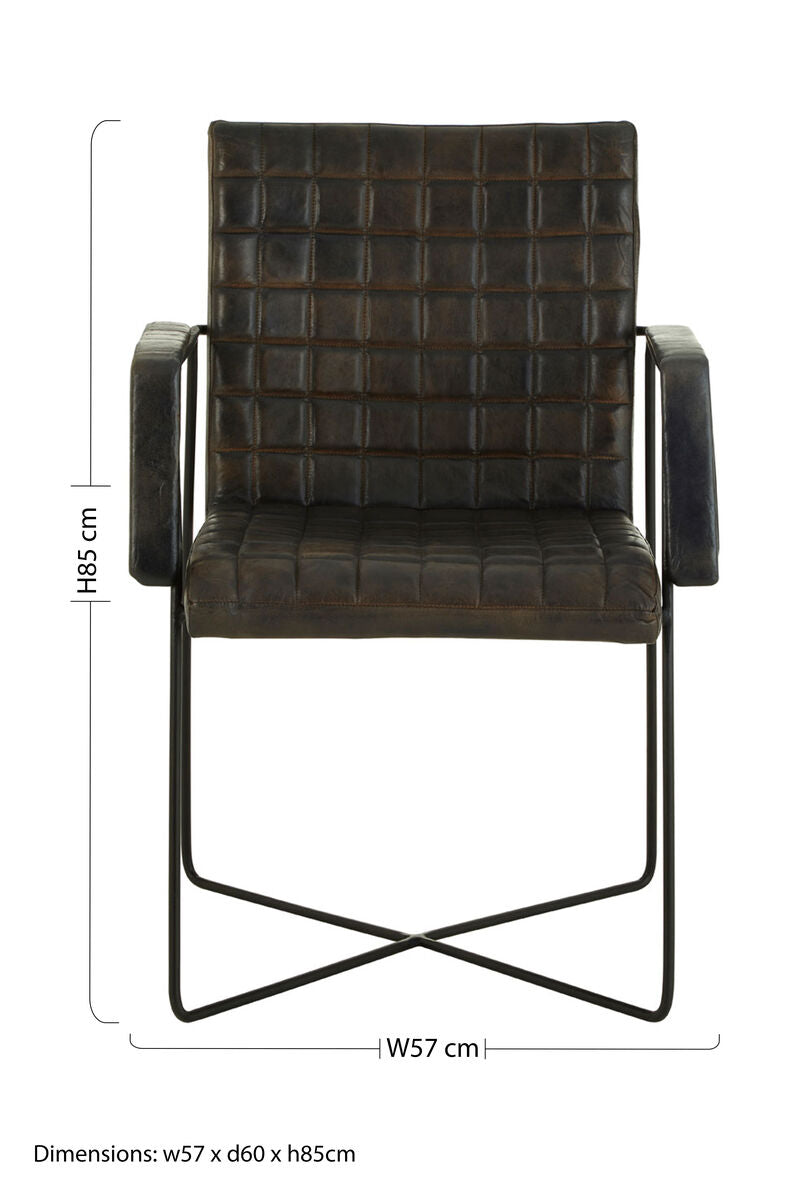 Orsina Buffalo Iron & Grey Woven Leather Accent Chair for Living Room