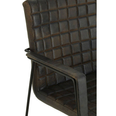 Orsina Buffalo Iron & Grey Woven Leather Accent Chair for Living Room