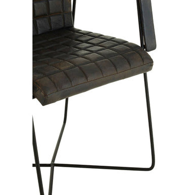 Orsina Buffalo Iron & Grey Woven Leather Accent Chair for Living Room