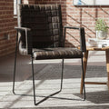 Orsina Buffalo Iron & Grey Woven Leather Accent Chair for Living Room