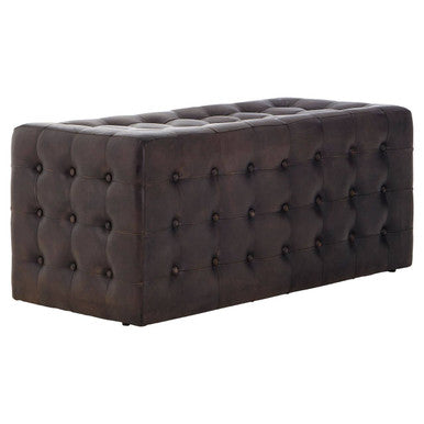 Orsina Buffalo Antique Brown Tufted Leather Ottoman – Rectangular