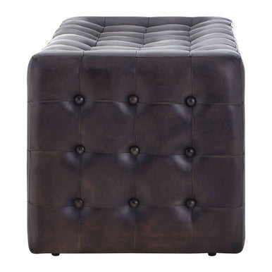 Orsina Buffalo Antique Brown Tufted Leather Ottoman – Rectangular
