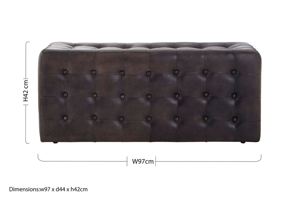 Orsina Buffalo Antique Brown Tufted Leather Ottoman – Rectangular