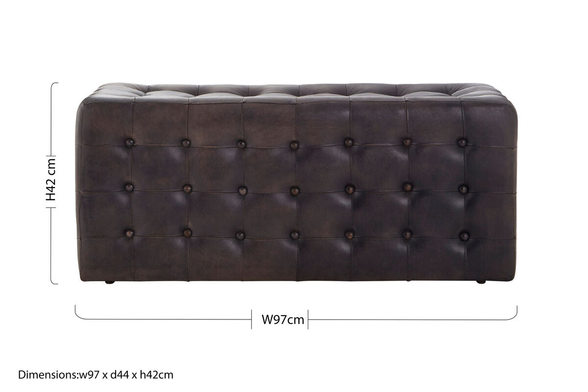 Orsina Buffalo Antique Brown Tufted Leather Ottoman – Rectangular