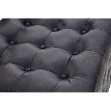 Orsina Buffalo Antique Brown Tufted Leather Ottoman – Rectangular