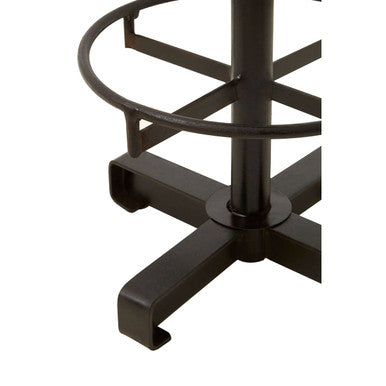 Orsina Buffalo Brown Leather Round Seat Bar Stool | Black Iron Frame