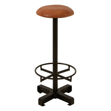 Orsina Buffalo Light Brown Leather Bar Stool | Padded Iron Counter Stool