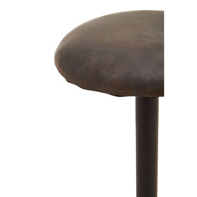 Orsina Buffalo Antique Blue Leather Bar Stool with Black Iron Base