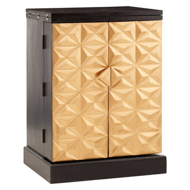 Orsina Malta Bar Unit – Black Mango Wood Cabinet with Gold Doors