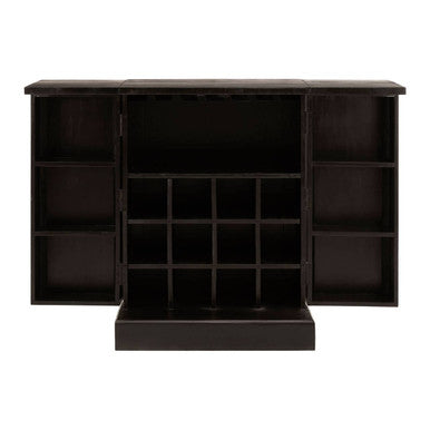 Orsina Malta Bar Unit – Black Mango Wood Cabinet with Gold Doors