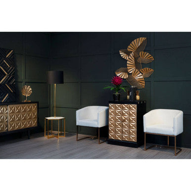 Orsina Malta Bar Unit – Black Mango Wood Cabinet with Gold Doors
