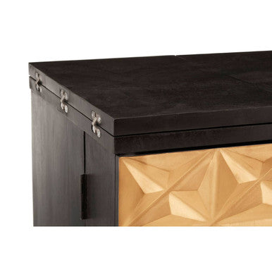 Orsina Malta Bar Unit – Black Mango Wood Cabinet with Gold Doors
