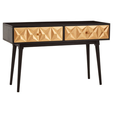 Orsina Malta Black Mango Wood Console Table with Gold Star Drawers
