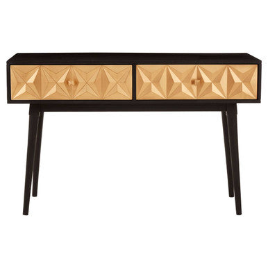 Orsina Malta Black Mango Wood Console Table with Gold Star Drawers