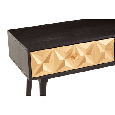 Orsina Malta Black Mango Wood Console Table with Gold Star Drawers