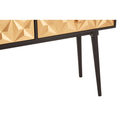 Orsina Malta Black Mango Wood Console Table with Gold Star Drawers