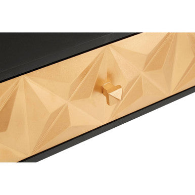 Orsina Malta Black Mango Wood Console Table with Gold Star Drawers