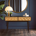 Orsina Malta Black Mango Wood Console Table with Gold Star Drawers
