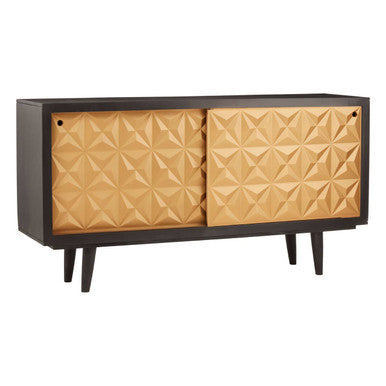 Orsina Malta Sideboard – Mango Wood Storage with Gold Sliding Doors