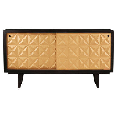 Orsina Malta Sideboard – Mango Wood Storage with Gold Sliding Doors