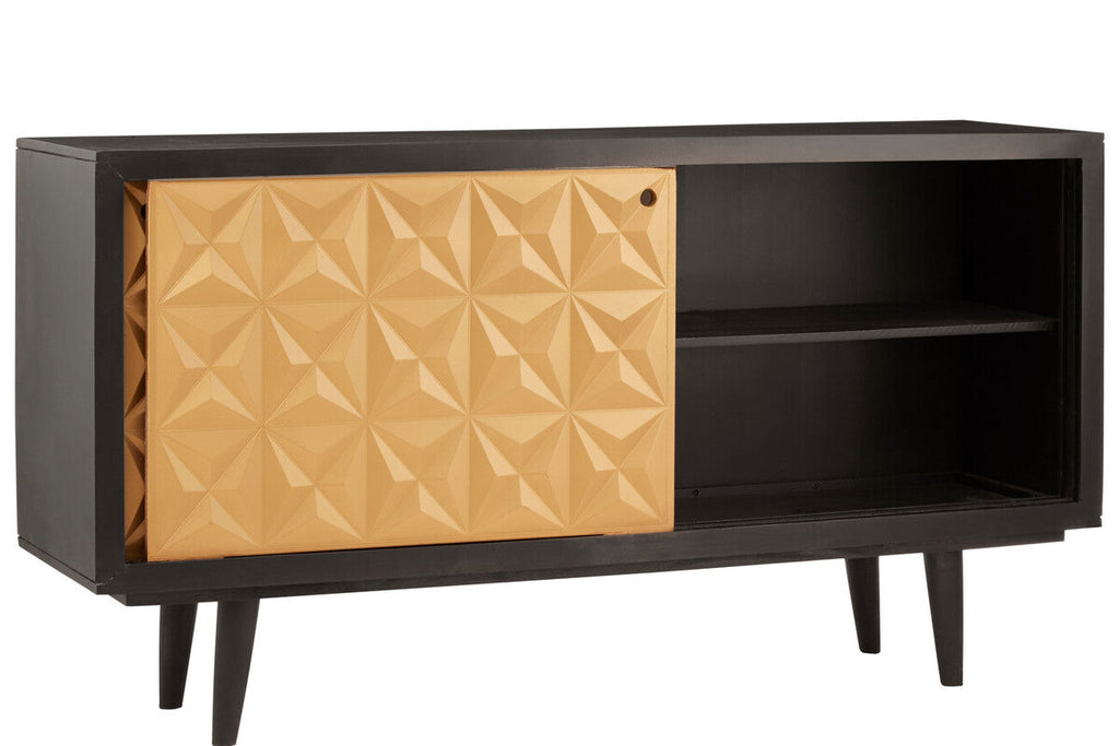 Orsina Malta Sideboard – Mango Wood Storage with Gold Sliding Doors