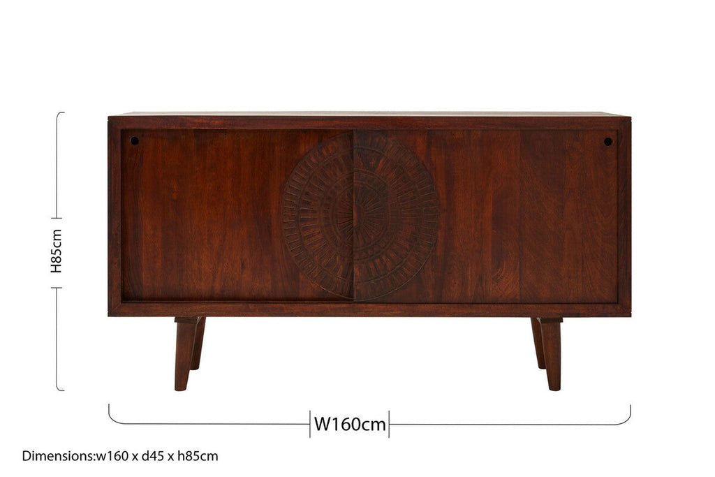 Orsina Vence Mango Wood Sideboard – Carved Brown Wooden Buffet