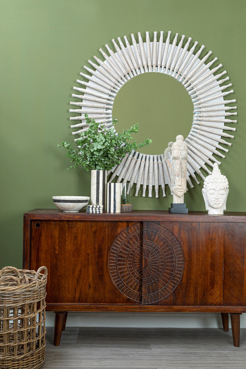Orsina Vence Mango Wood Sideboard – Carved Brown Wooden Buffet