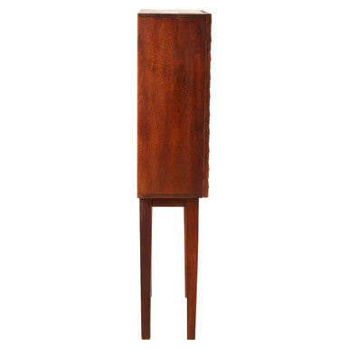 Orsina Coastal Mango Wood Storage Cabinet | Art Deco Patterned Doors