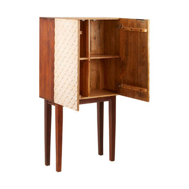 Orsina Coastal Mango Wood Storage Cabinet | Art Deco Patterned Doors