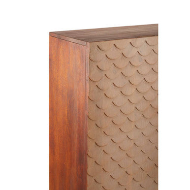 Orsina Coastal Mango Wood Storage Cabinet | Art Deco Patterned Doors