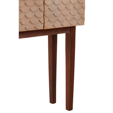 Orsina Coastal Mango Wood Storage Cabinet | Art Deco Patterned Doors