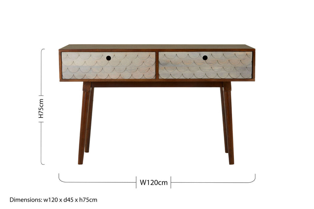 Orsina Mango Wood Console Table – 2 Drawer Coastal Pastel Wash