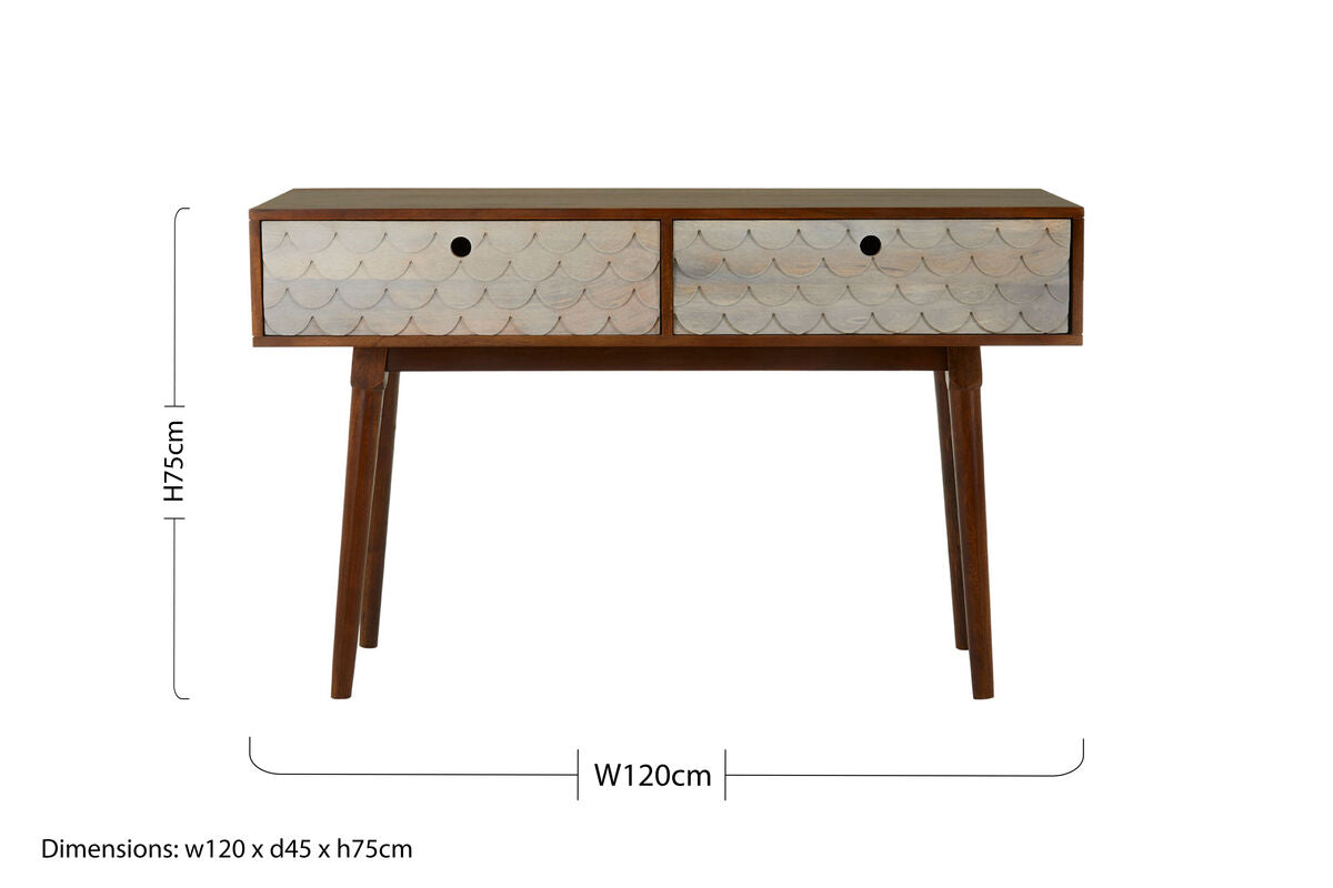 Orsina Mango Wood Console Table – 2 Drawer Coastal Pastel Wash