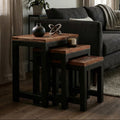 Orsina Acacia Wood Nesting Tables – Set of 3 with Black Metal Legs