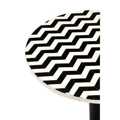 Orsina Geometric Acacia Wood Bar Table | Black and White Pedestal