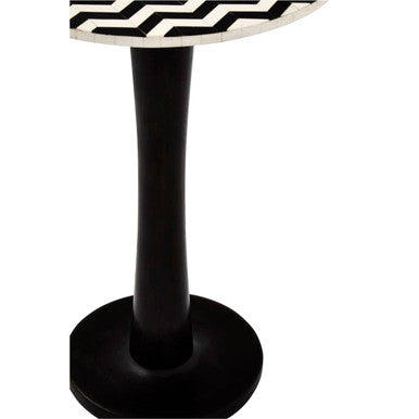 Orsina Geometric Acacia Wood Bar Table | Black and White Pedestal