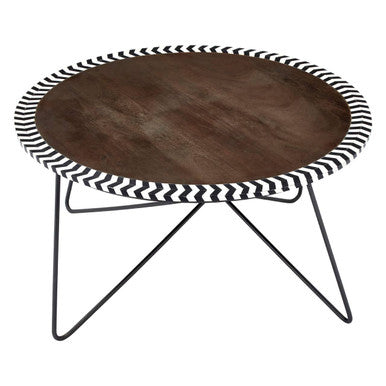 Orsina Artisan Acacia Wood Coffee Table – Dark Brown with Hairpin Legs