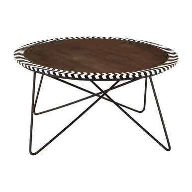 Orsina Artisan Acacia Wood Coffee Table – Dark Brown with Hairpin Legs