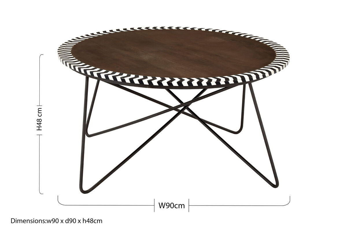 Orsina Artisan Acacia Wood Coffee Table – Dark Brown with Hairpin Legs