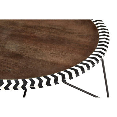 Orsina Artisan Acacia Wood Coffee Table – Dark Brown with Hairpin Legs