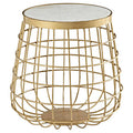 Orsina Nirav Round White Marble Side Table | Gold Brass Metal Base