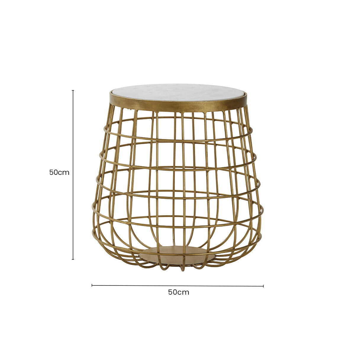 Orsina Nirav Round White Marble Side Table | Gold Brass Metal Base
