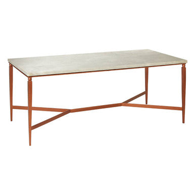 Orsina Nirav White Marble Coffee Table with Copper Iron Legs