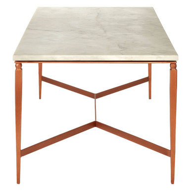 Orsina Nirav White Marble Coffee Table with Copper Iron Legs