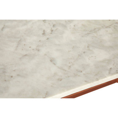 Orsina Nirav White Marble Coffee Table with Copper Iron Legs